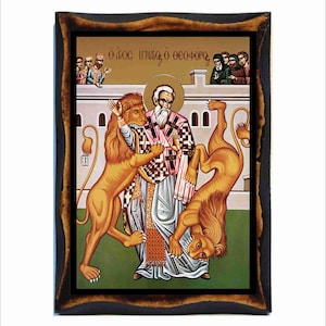 Saint Ignatius of Antioch - Byzantine Art - Orthodox Catholic Holy Card on Handmade Wood Plaque