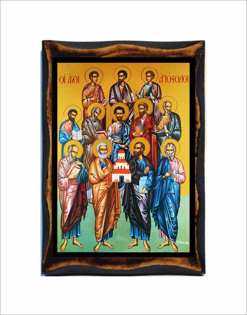 The Twelve Apostles - Byzantine Art - Orthodox Holy Card on Handmade ...