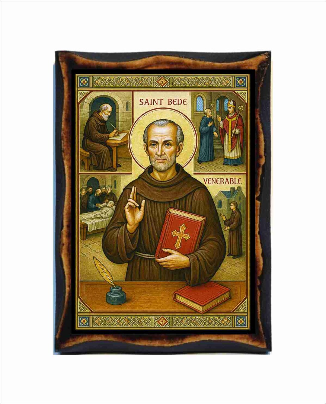 Saint Bede Icon - Venerable Bede - Byzantine Art - Catholic Holy Card ...