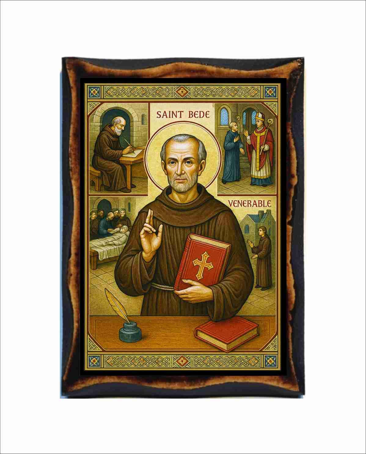 Saint Bede Icon - Venerable Bede - Byzantine Art - Catholic Holy Card ...