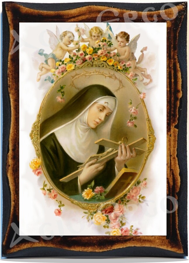 Triptyque Sainte Rita En Bois - Feuille D'or - 9x12.5 Cm - Icône Religieuse - Livraison Gratuite