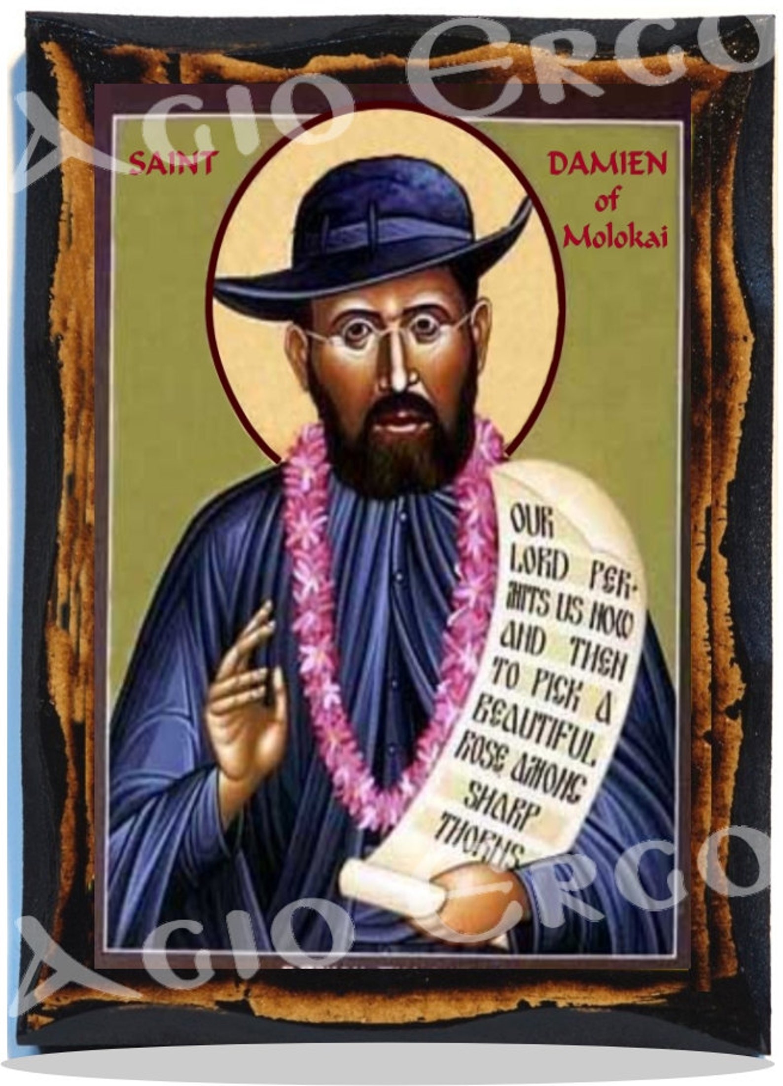 Saint Damien of Molokai Catholic Christian Icon on Wood Etsy