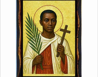 Saint Charles Lwanga - Byzantine Art - Orthodox Catholic Holy Card
