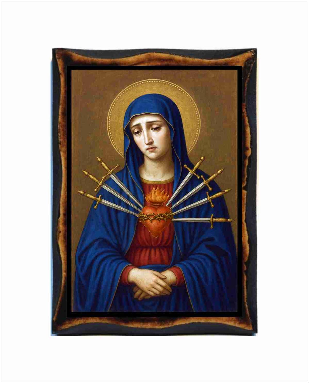 Our Lady of Sorrows Icon - Byzantine Art - Catholic Holy Card on ...