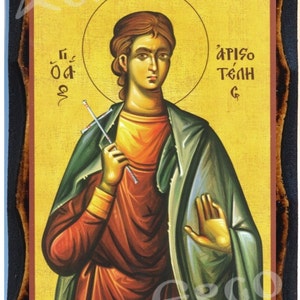 Saint Aristotelis the Philosopher Greek Orthodox Byzantine Christian Icon on Wood