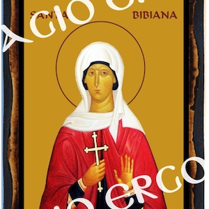 Saint Bibiana Virgin and Martyr Roman Christian Catholic Wood Icon Plaque