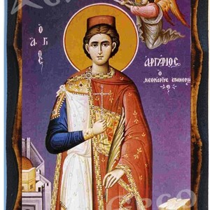 Neo-Martyr Saint Argyrios Greek Orthodox Byzantine Christian Icon on Wood