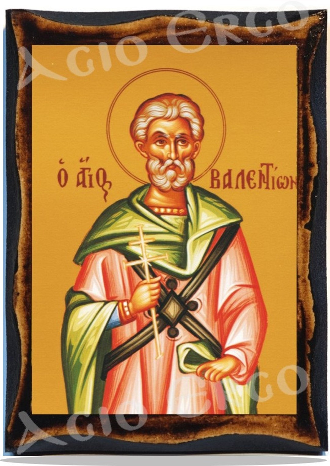 Arcangelo Michele - Icona bizantina in legno greco-ortodossa cristiana