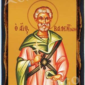 The Saint Valention Greek Orthodox Russian Byzantine Christian Icon on Wood