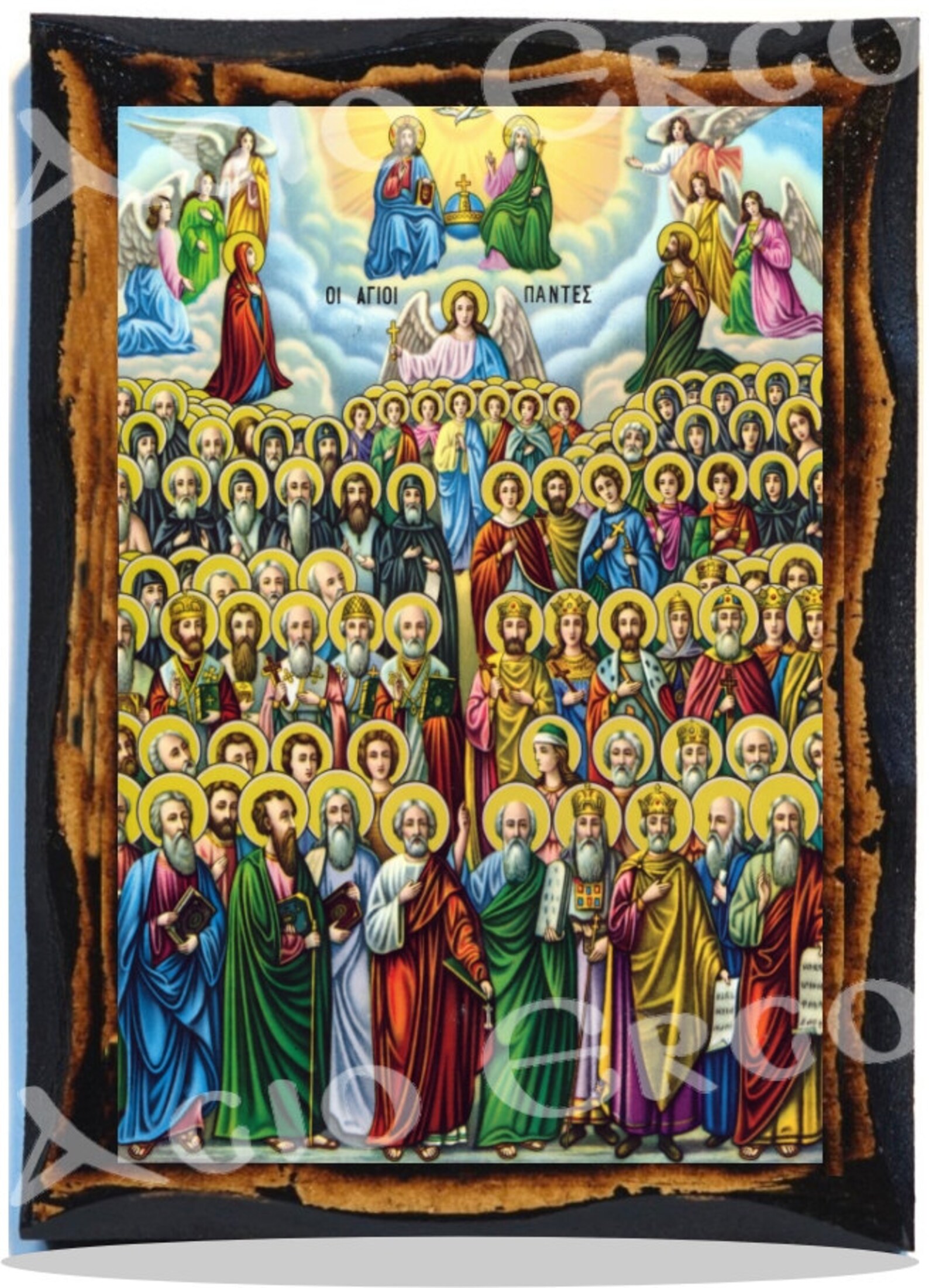All Saints Greek Orthodox Byzantine Christian Icon on Wood Etsy