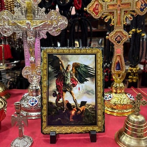 Erzengel Michael Ikone: Glänzende Steinplakette, Christliche Christliche Kunst