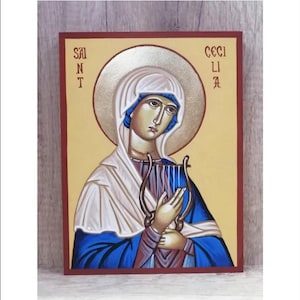 Cecilia Virgin and Martyr - Cécile de Rome - Santa Cecilia - Cecilia de Roma - Cecilia di Roma - Cäcilia  Handmade and Hand Painted Original