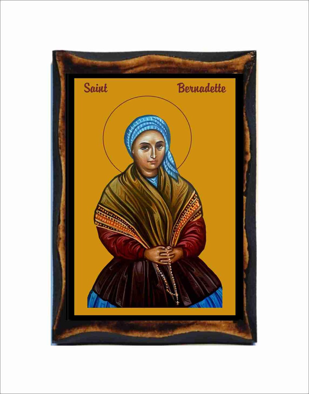 Saint Bernadette of Lourdes Icon - Byzantine Art - Catholic Holy Card ...