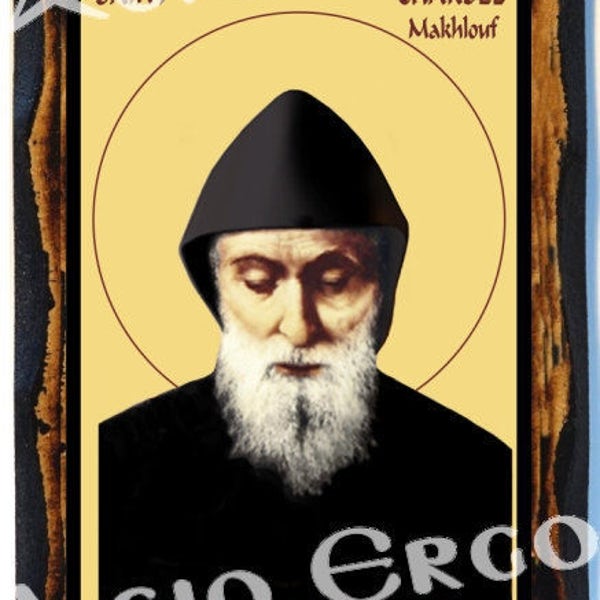 Saint Charbel Makhlouf Catholic Icon on Wood