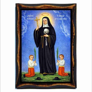 Saint Eloise of Coloumbs Icon - Byzantine Art - Holy Card on Handmade Wood Plaque