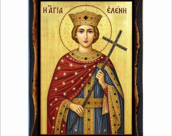 Saint Helen of Pontus - Holy card - Handmade wood plaque - Etsy 日本