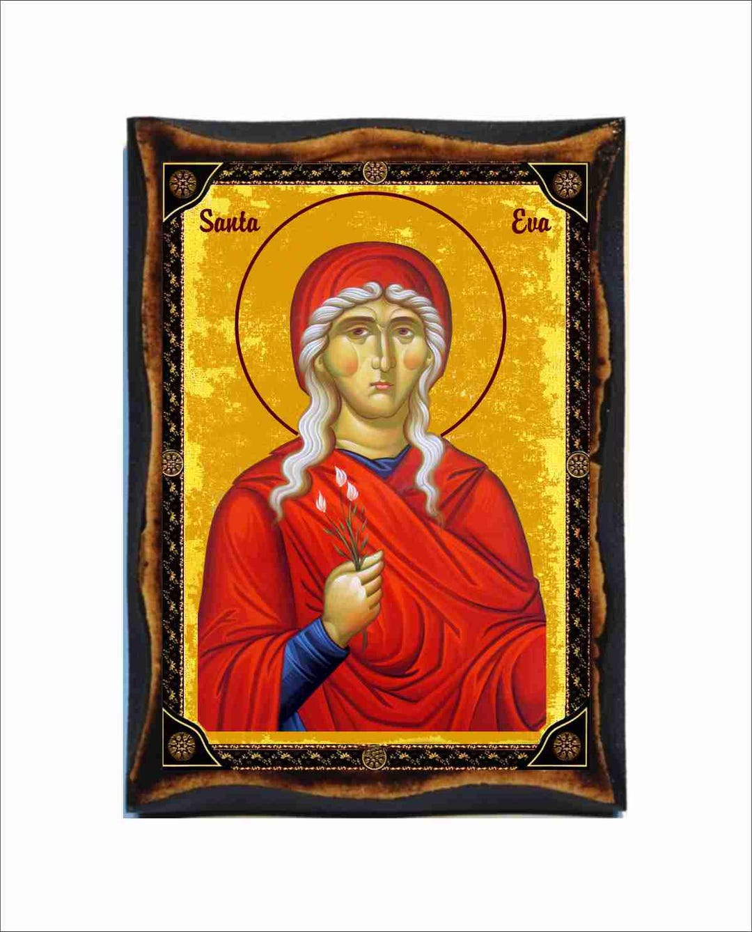 Saint Eve Icon: Byzantine Art - Catholic Holy Card on Handmade Wood ...
