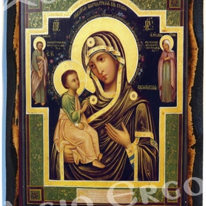Holy Virgin Mary  Ierosolymitissa Greek Orthodox Russian Mount Athos Byzantine Christian Icon on Wood