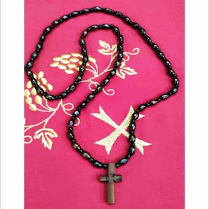 Wooden Cross Necklace with Wooden Chain for Men and Women - Wooden Pendant Cross with Chain for Adults - Wooden Cross Necklace with Chain