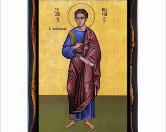 Saint Thomas the Apostle - Orthodox Catholic Holy Card on Handmade Wood Plaque
