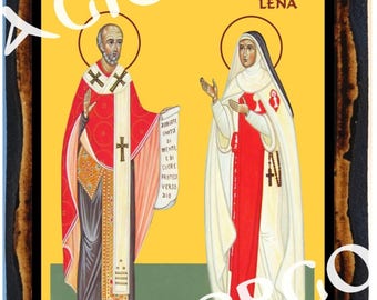 Saint Augustine and Saint Mary Magdalene Roman Catholic Christian Roman Christian Catholic Wood Icon Plaque