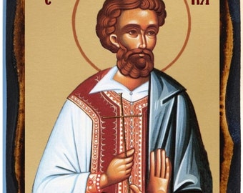 Saint Manuel of Sfakia Greek Orthodox Russian Mount Athos Byzantine Christian Catholic Icon on Wood