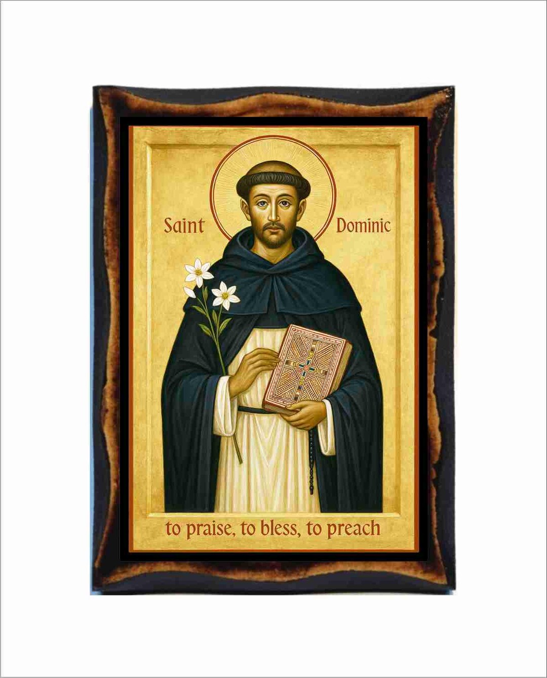 Saint Dominic Icon - Byzantine Art - Catholic Holy Card on Handmade ...