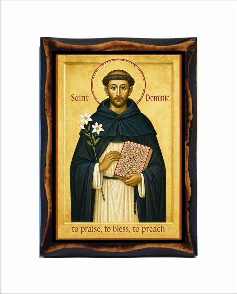 Saint Dominic Icon - Byzantine Art - Catholic Holy Card on Handmade ...