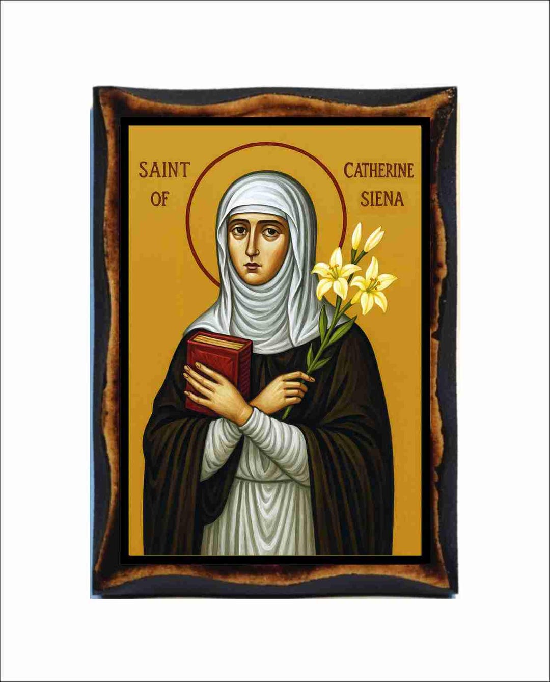 Catherine of Siena - Byzantine Art - Orthodox Catholic Holy Card