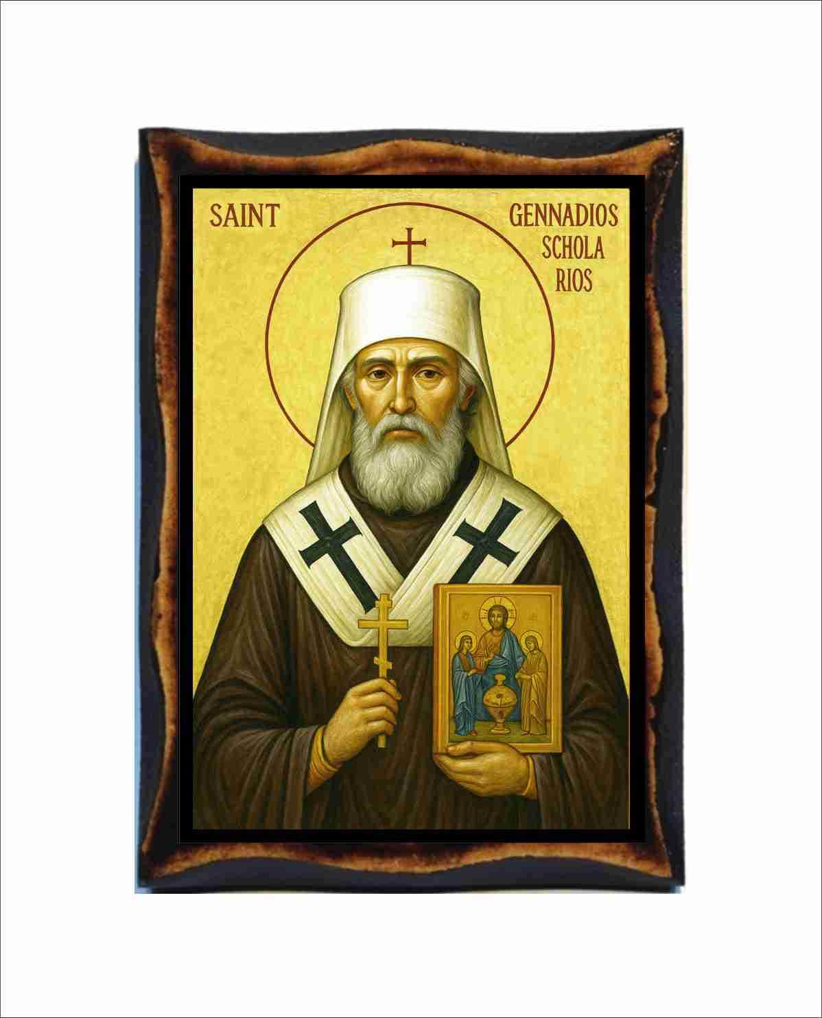 Saint Gennadius Scholarius Icon – Orthodox Byzantine Handmade Wood