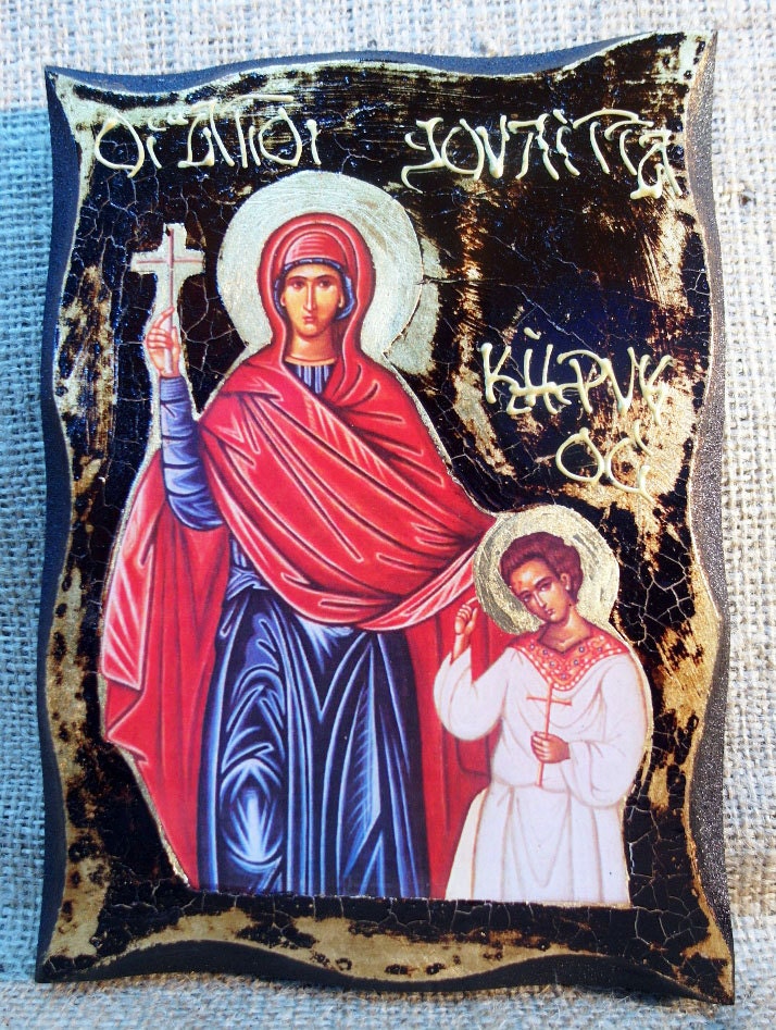 イコン　ロシア正教聖キリクスとユリタСвятой Кирик и Иулитта Saints Martyrs Cyricus (quiricus) and His Mother Julitta of
