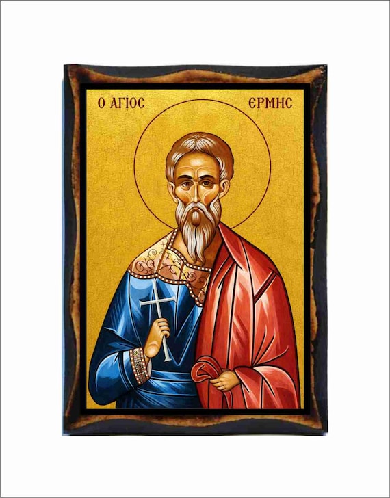 Saint Hermes - Byzantine Art - Orthodox Catholic Holy Card on