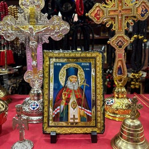 Luke the Blessed Surgeon Icon – Glossy Stone Plaque 7.9&quot;x5.5&quot; – Saint Luke the Doctor – Lukas der Bekenner  – Christian Orthodox Art