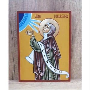 Saint Hildegard of Bingen Doctor of the Church - Hildegard of Bingen - Saint Hildegard-Sancta Hildegardis Handmade and Hand Painted Original