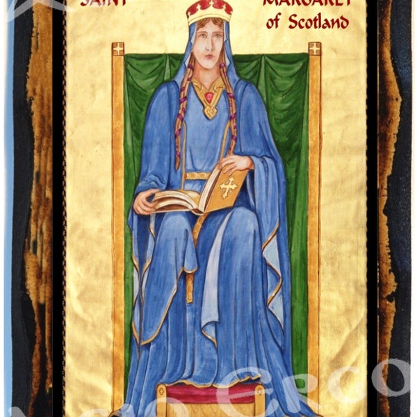 Saint Margaret of Scotland Christian Catholic Icon on wood