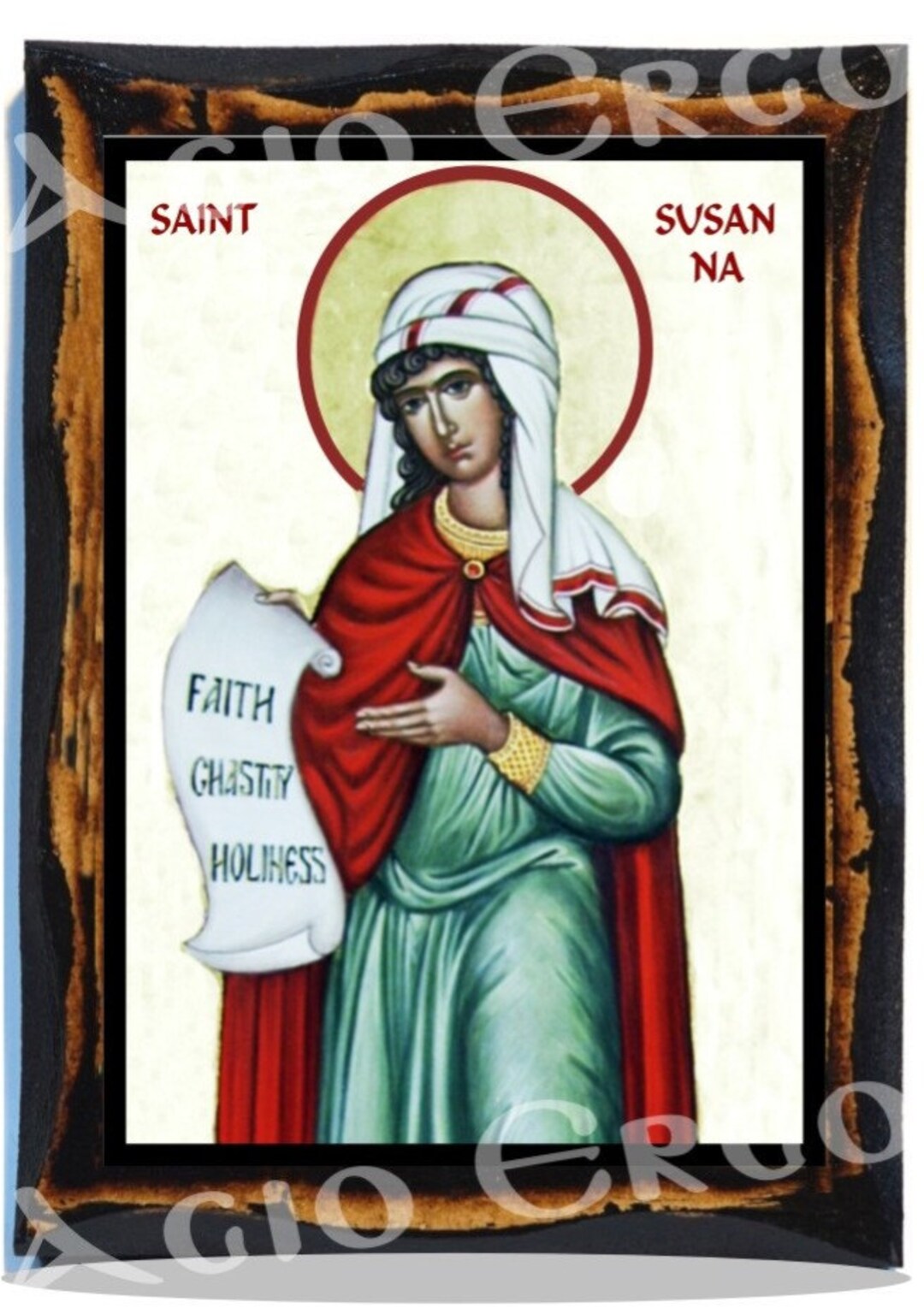 Saint Susanna Martys of Rome Handmade Wood Icon on Plaque Etsy