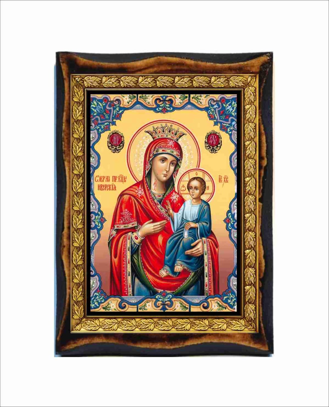 Jungfrau Maria Portaitssa Ikone - Byzantinische Kunst - Katholische Heilige  Karte auf Handgemachter Holzplakette - Etsy Österreich, image size:1080x1338