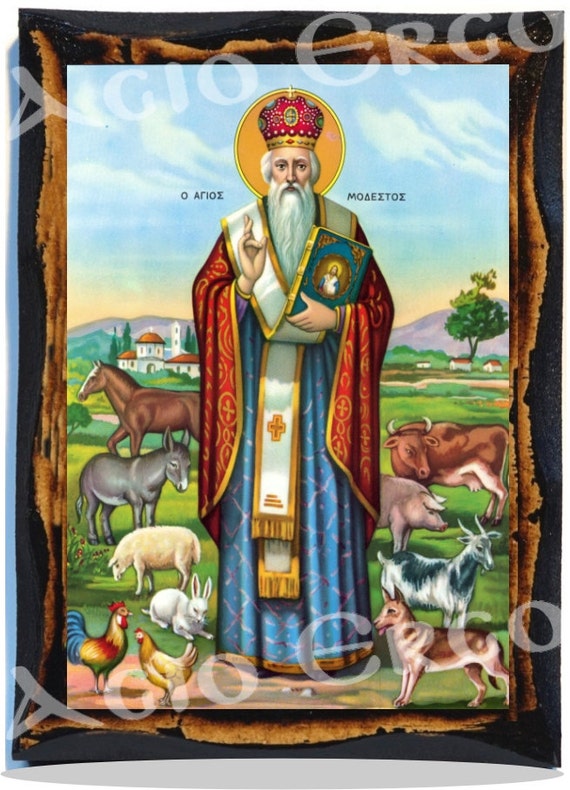 Saint Modestos of Jerusalem Patron Saint of Animals Greek - Etsy Saint Modestos of Jerusalem Patron Saint of Animals Greek - Etsy