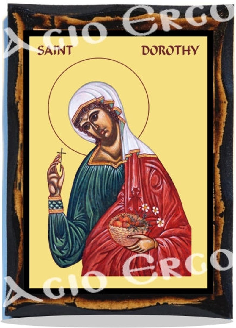 Saint Dorothy Christian Catholic Icon on wood image 1