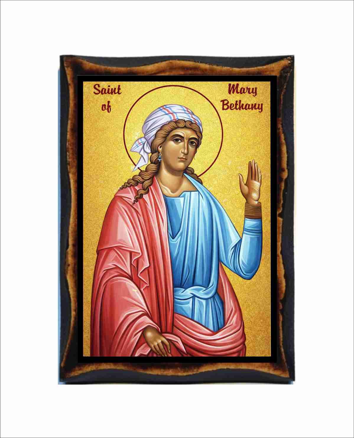 Mary of Bethany Icon - Byzantine Art - Catholic Holy Card on Handmade ...