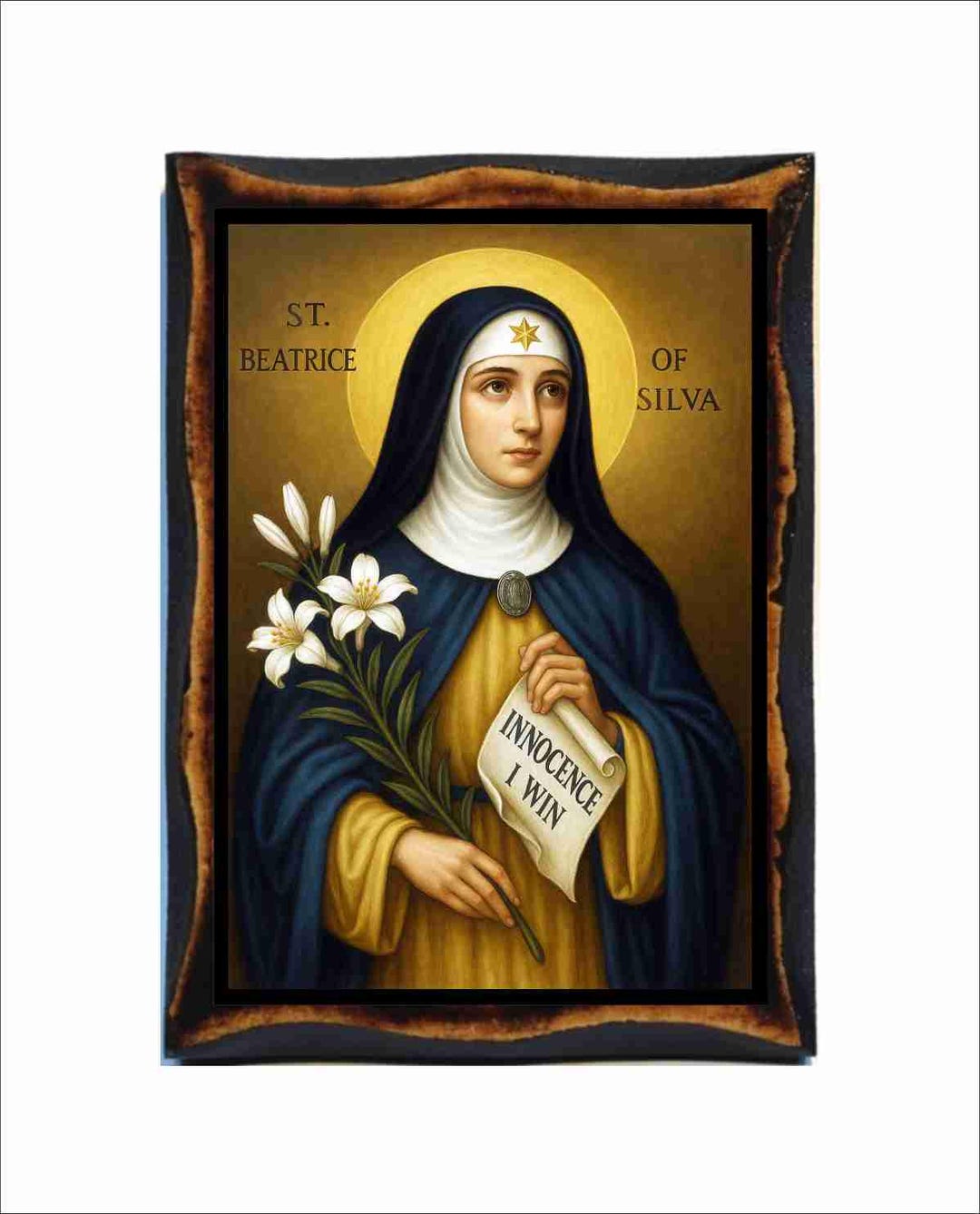 Icona di Santa Beatrice da Silva Immagine sacra cattolica su