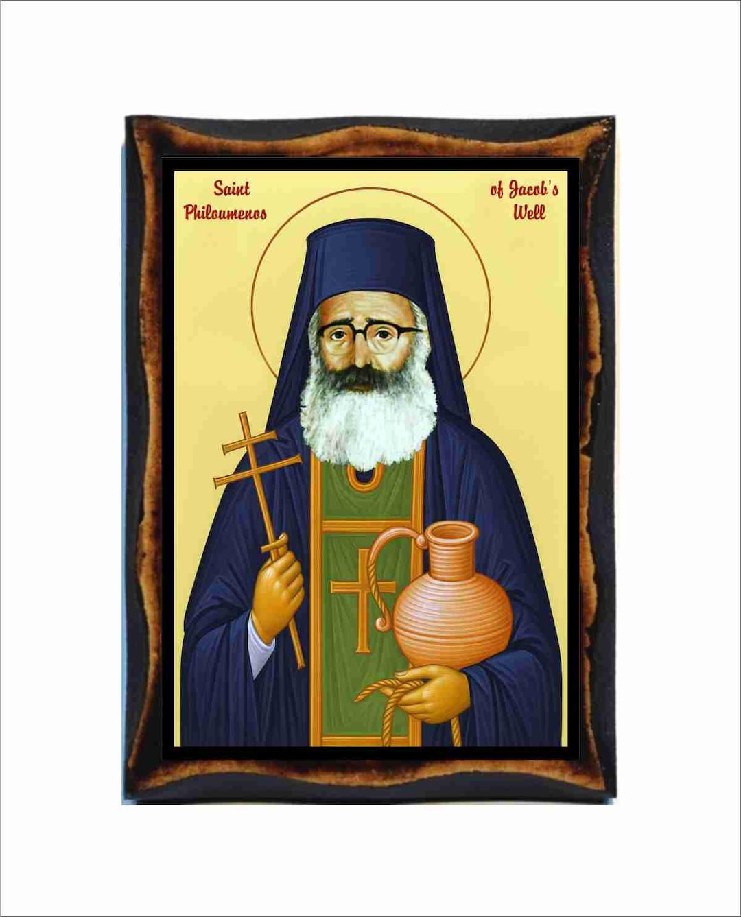 Saint Philoumenos Icon - Byzantine Art - Orthodox Holy Card on Handmade ...