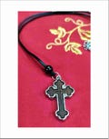 Wooden Cross Necklace with Leather Chain and Holy Oil - Wooden Cross with Leather Chain and Blessed Myrrh - Wooden Cross on Leather Chain