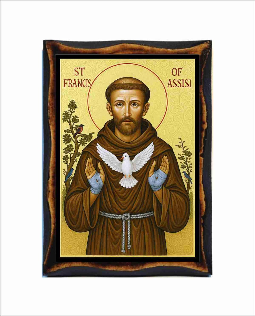 Saint Francis of Assisi Icon - Byzantine Art - Catholic Holy Card on ...