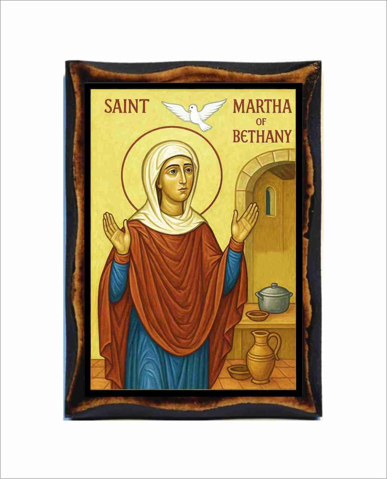 Saint Martha of Bethany Byzantine Icon - Catholic Holy Card on Handmade ...