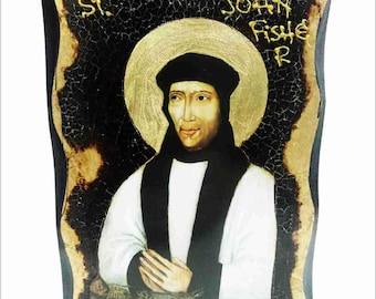 Handmade St. John Fisher Wood Icon with 24K Golden Leaf