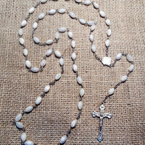 Catholic crystal Rosary with mother of pearl - catholic art