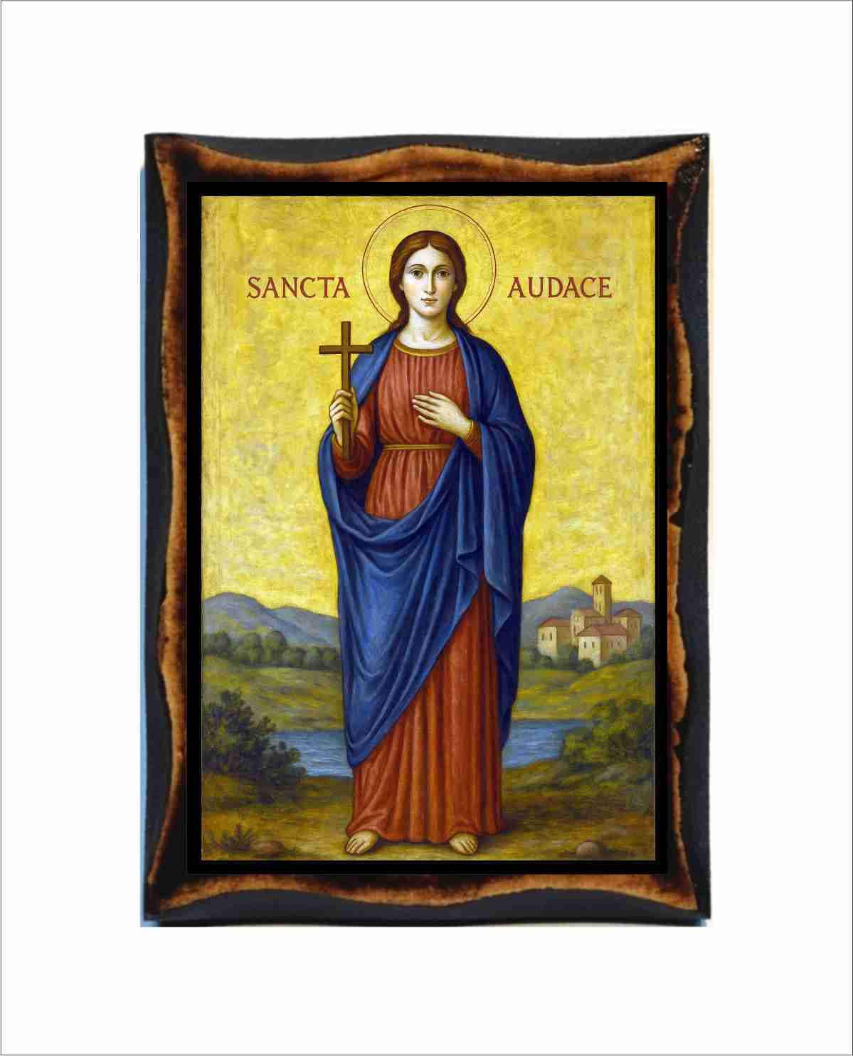 Saint Audax - Santa Audace - Byzantine Art - Holy Card on Handmade