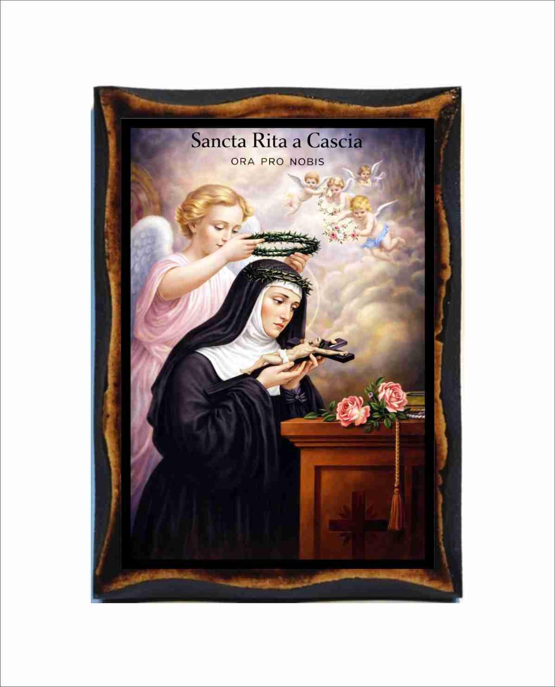 Saint Rita of Cascia - Byzantine Art - Catholic Holy Card on