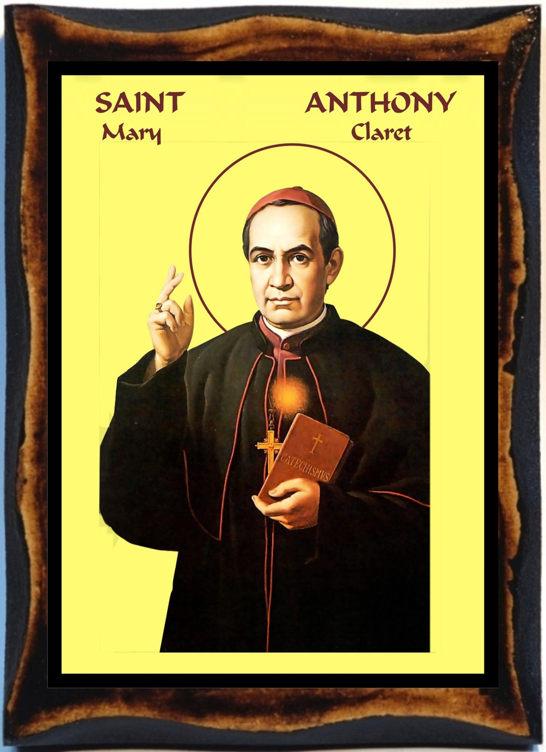 Saint Anthony Mary Claret Handmade Wood Icon on Plaque - Etsy